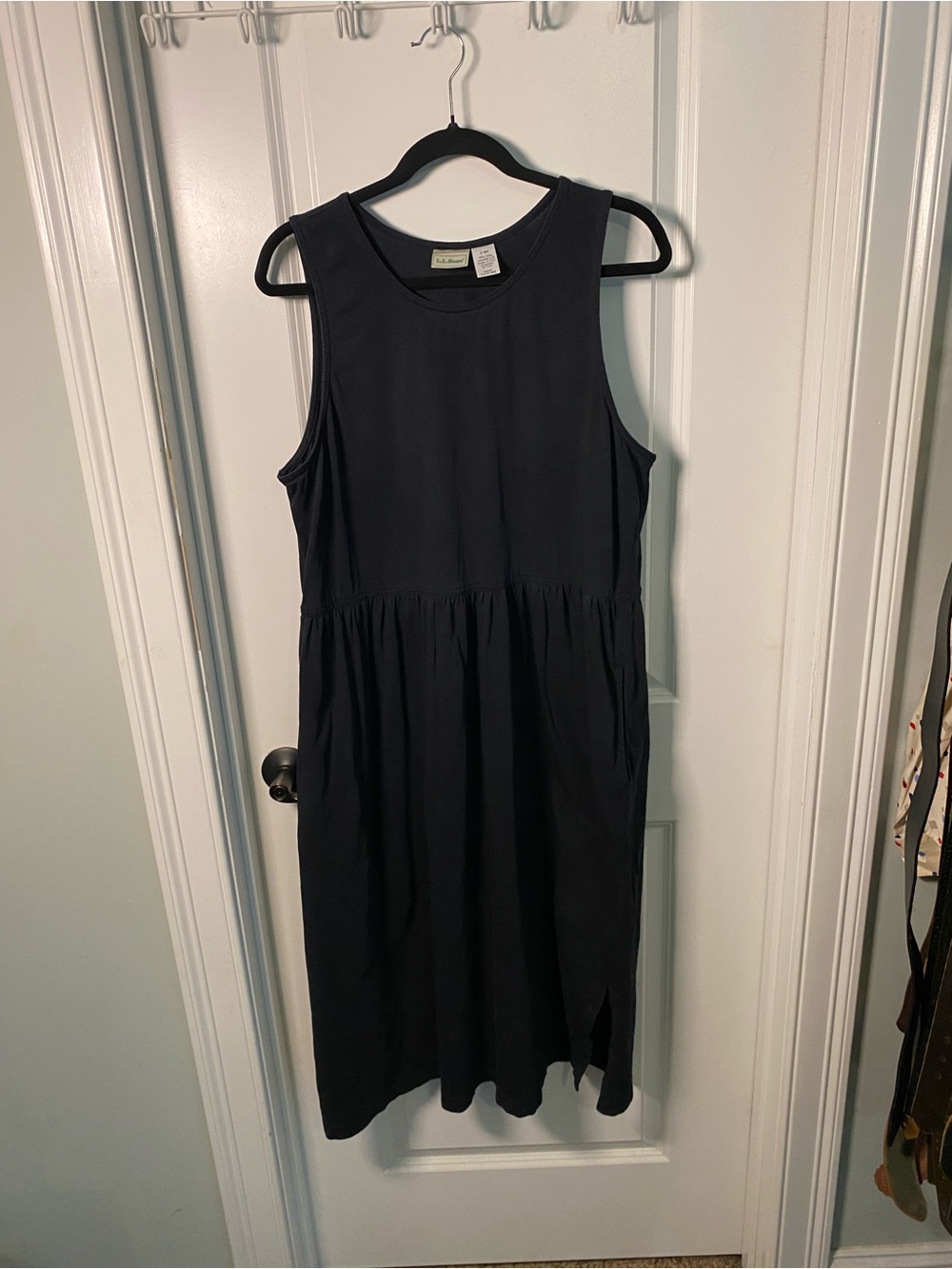 Vintage L.L. Bean Cotton Sleeveless Black Midi Dress